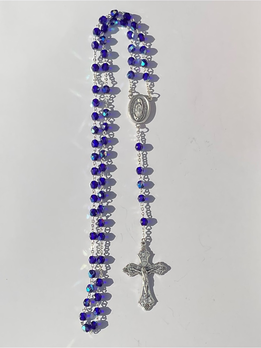 Blue Aurora Borealis Rosary Mother of Perpetual Help Our Lady Guadalupe Center